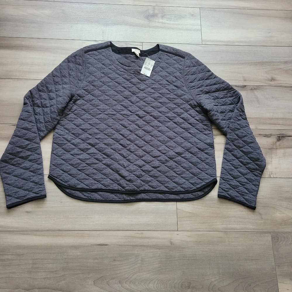 J Crew Gray Quilted Pullover